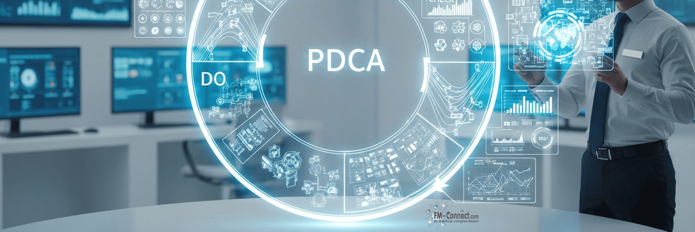FM-Steuerungsregelkreis und PDCA mit kontinuierlicher Verbesserung im Facility Management